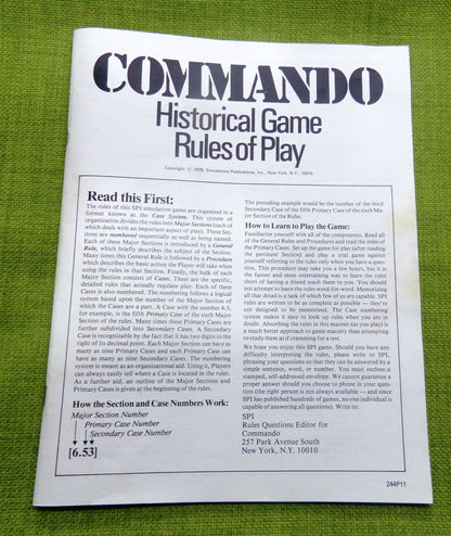 Commando - The Combat Adventure Game SPI 2440 #6H