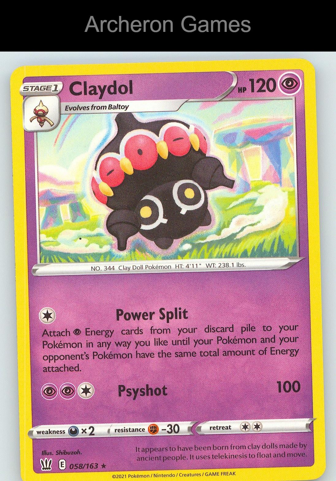Pokemon Card Claydol BST 058/163 R Battle Styles
