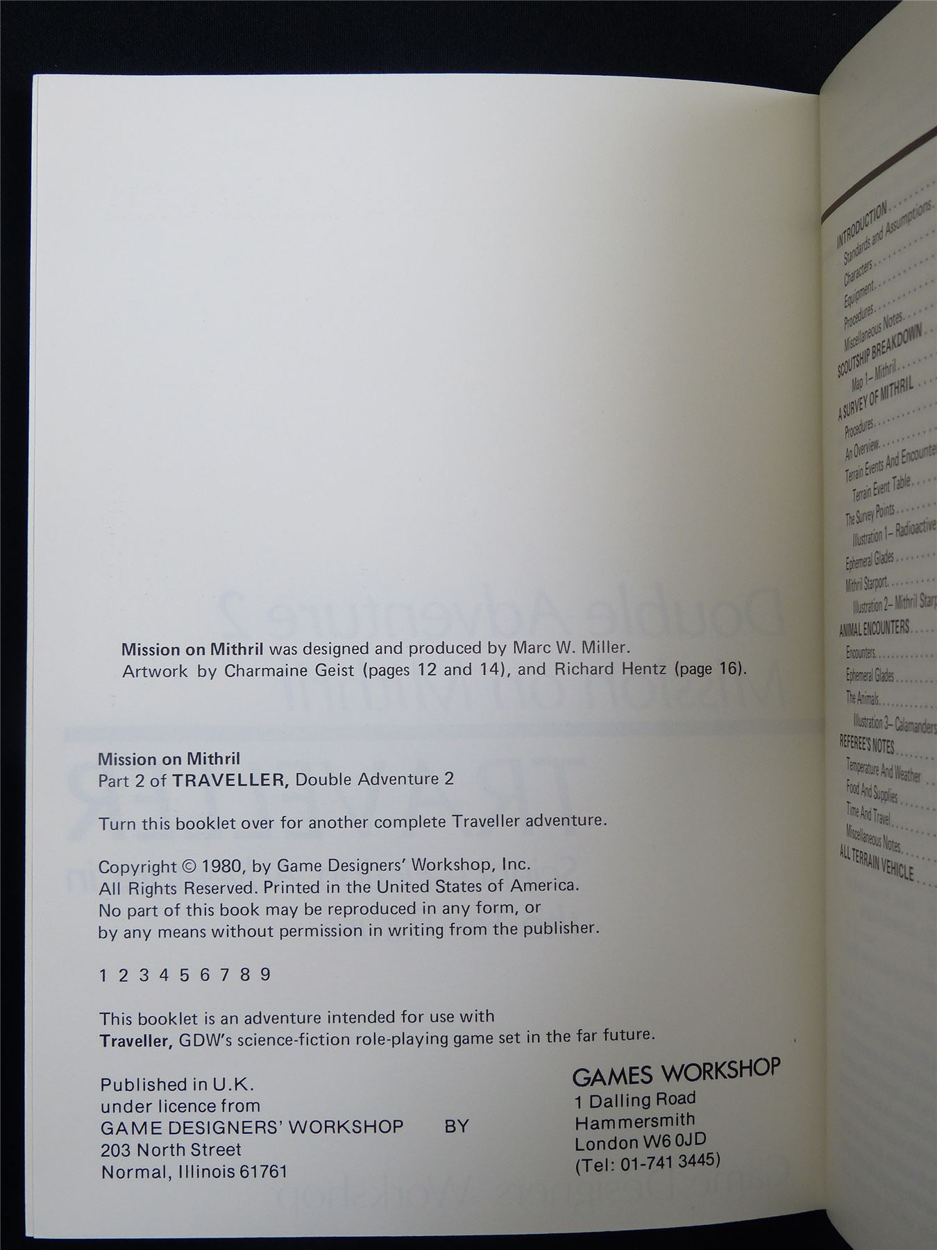 Traveller: Double Adventure 2 Mission on Mithril - Roleplaying Booklet #2TX