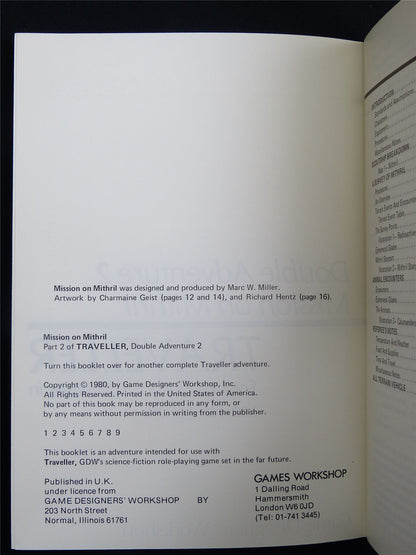 Traveller: Double Adventure 2 Mission on Mithril - Roleplaying Booklet #2TX