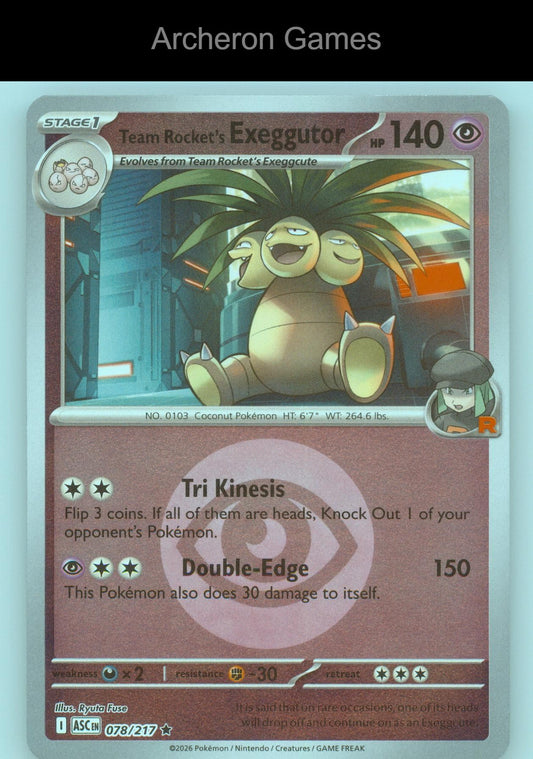 Pokemon Card Team Rocket's exeggutor ( Pattern) ASC 078/217 Reverse Holo