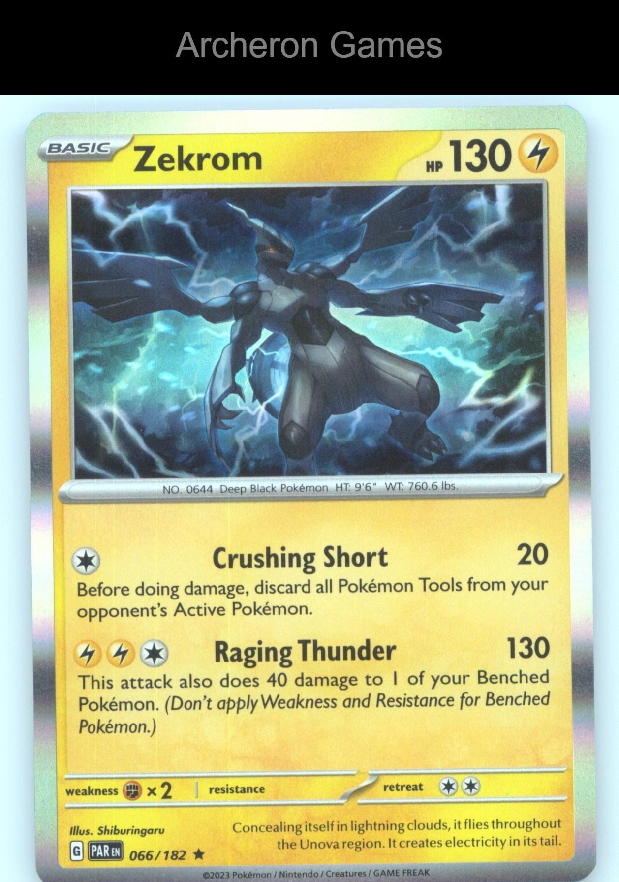 Pokemon Card Zekrom PAR 066/182 R Paradox Rift Holo