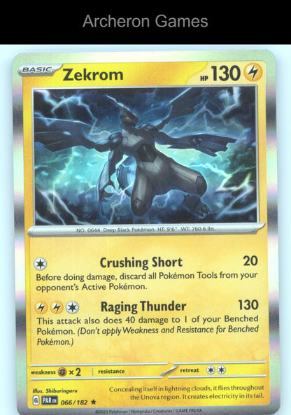 Pokemon Card Zekrom PAR 066/182 R Paradox Rift Holo