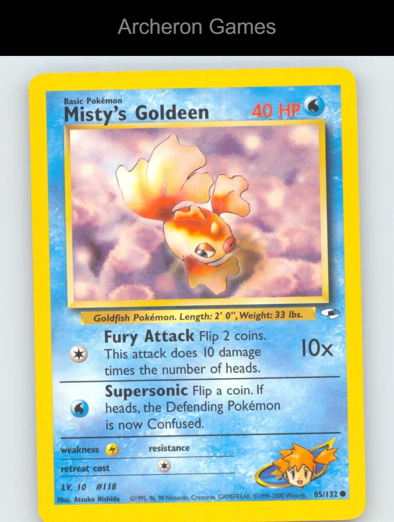 Pokemon Card Misty's Goldeen G1 85/132 C Gym Heroes Unlimited