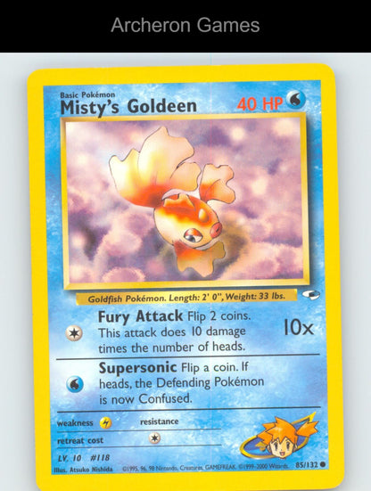 Pokemon Card Misty's Goldeen G1 85/132 C Gym Heroes Unlimited