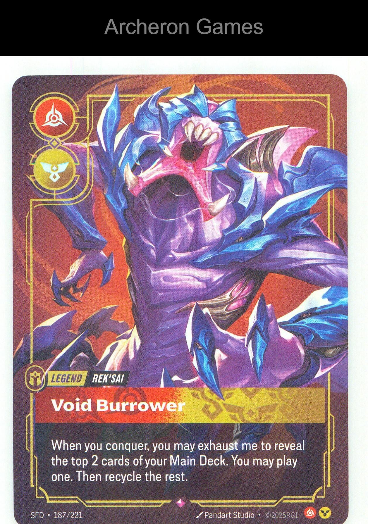 Rek'sai - Void Burrower SFD 187/221 R Spiritforged Riftbound Card Foil