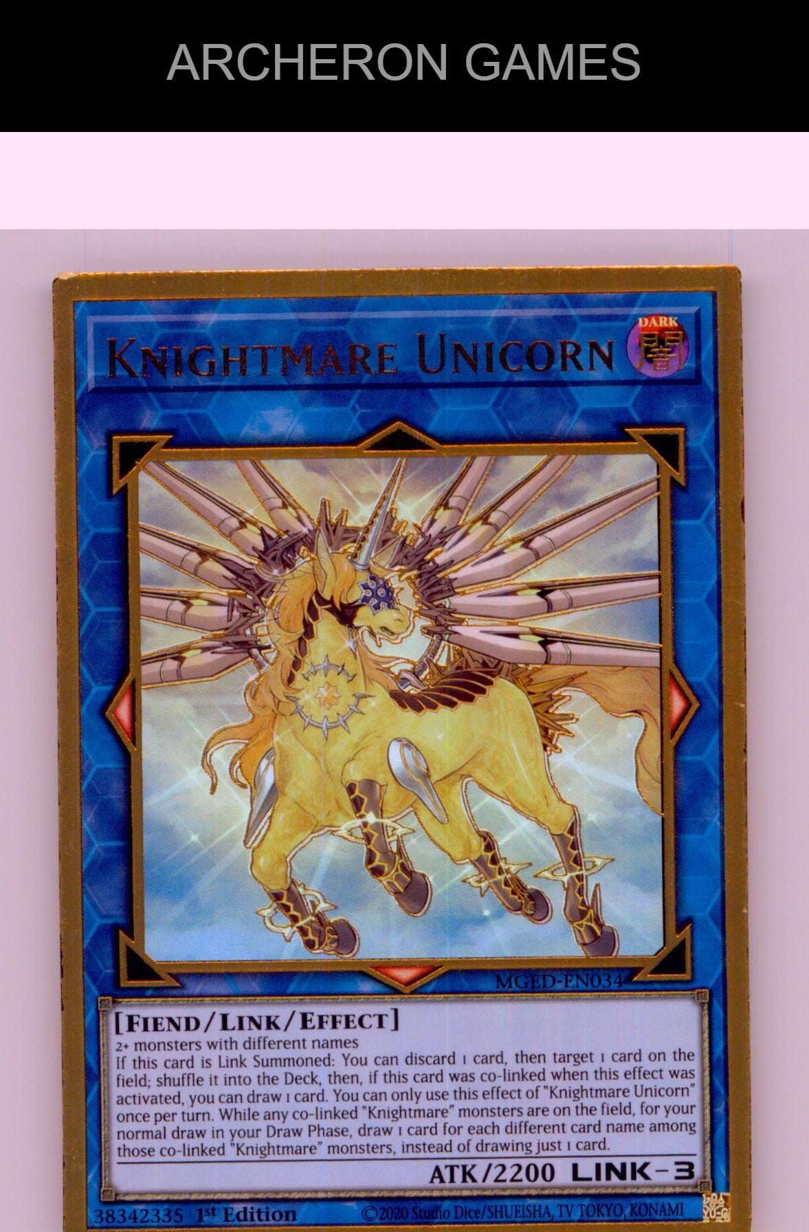 Knightmare Unicorn Premium Gold Rare YUGIOH Card 1st Edition