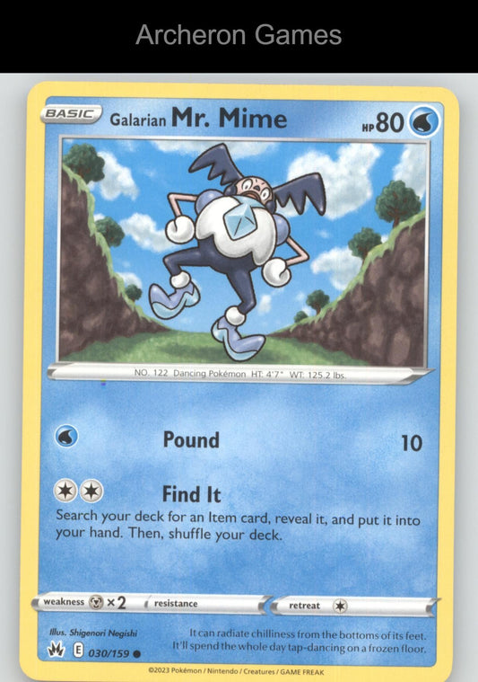 Pokemon Card Galarian Mr. Mime CRZ 030/159 C Crown Zenith