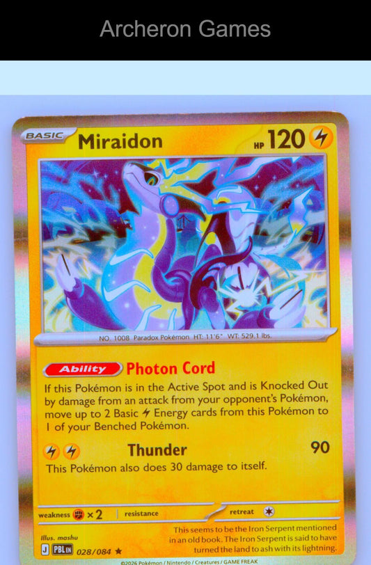 Pokemon Card Miraidon ME05 028/084 R Pitch Black Holo