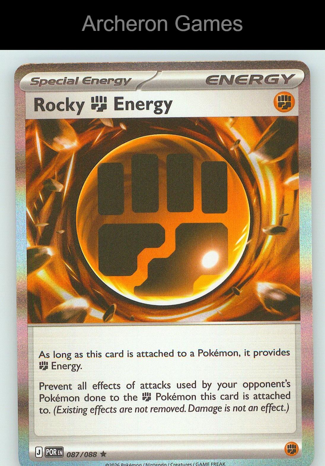 Pokemon Card Rocky Fighting Energy 087/088 R Prize Pack Series Cards