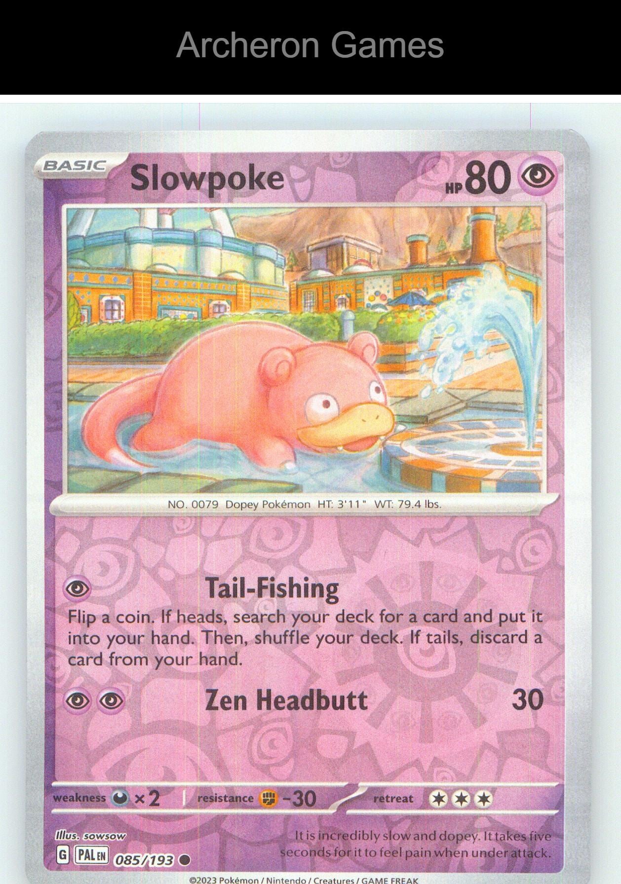 Pokemon Card Slowpoke PAL 085/193 C Paldea Evolved Reverse Holo