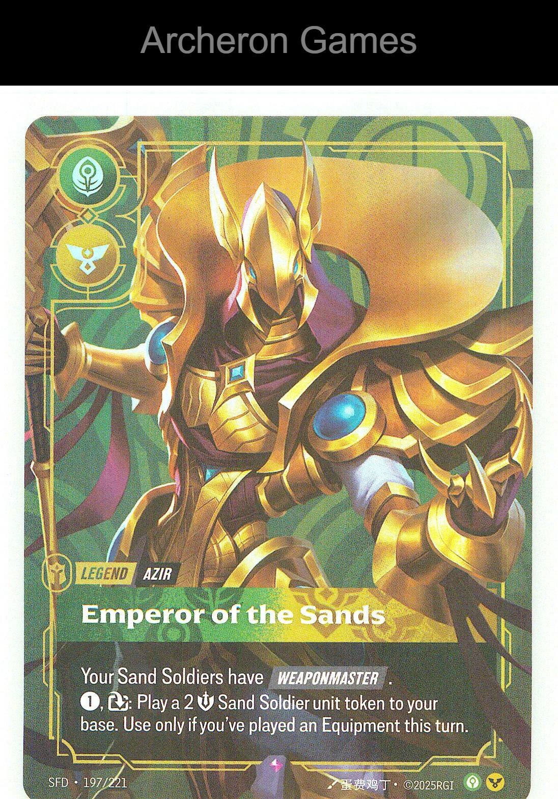 Azir - Emperor of the Sands SFD 197/221 R Spiritforged Riftbound Card
