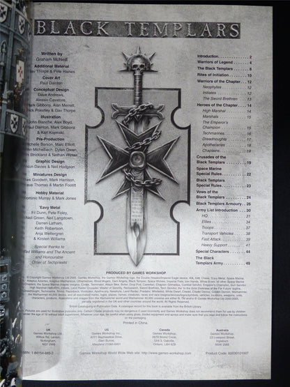 Black Templars 4th Edition Codex 2005 Softback - Warhammer 40K #1OT
