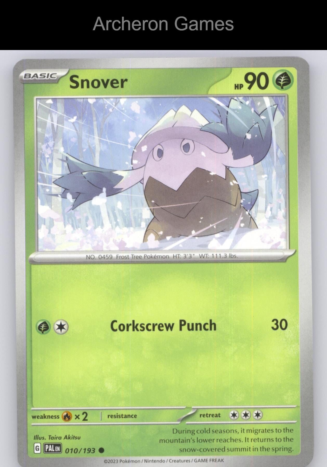 Pokemon Card Snover PAL 010/193 C Paldea Evolved