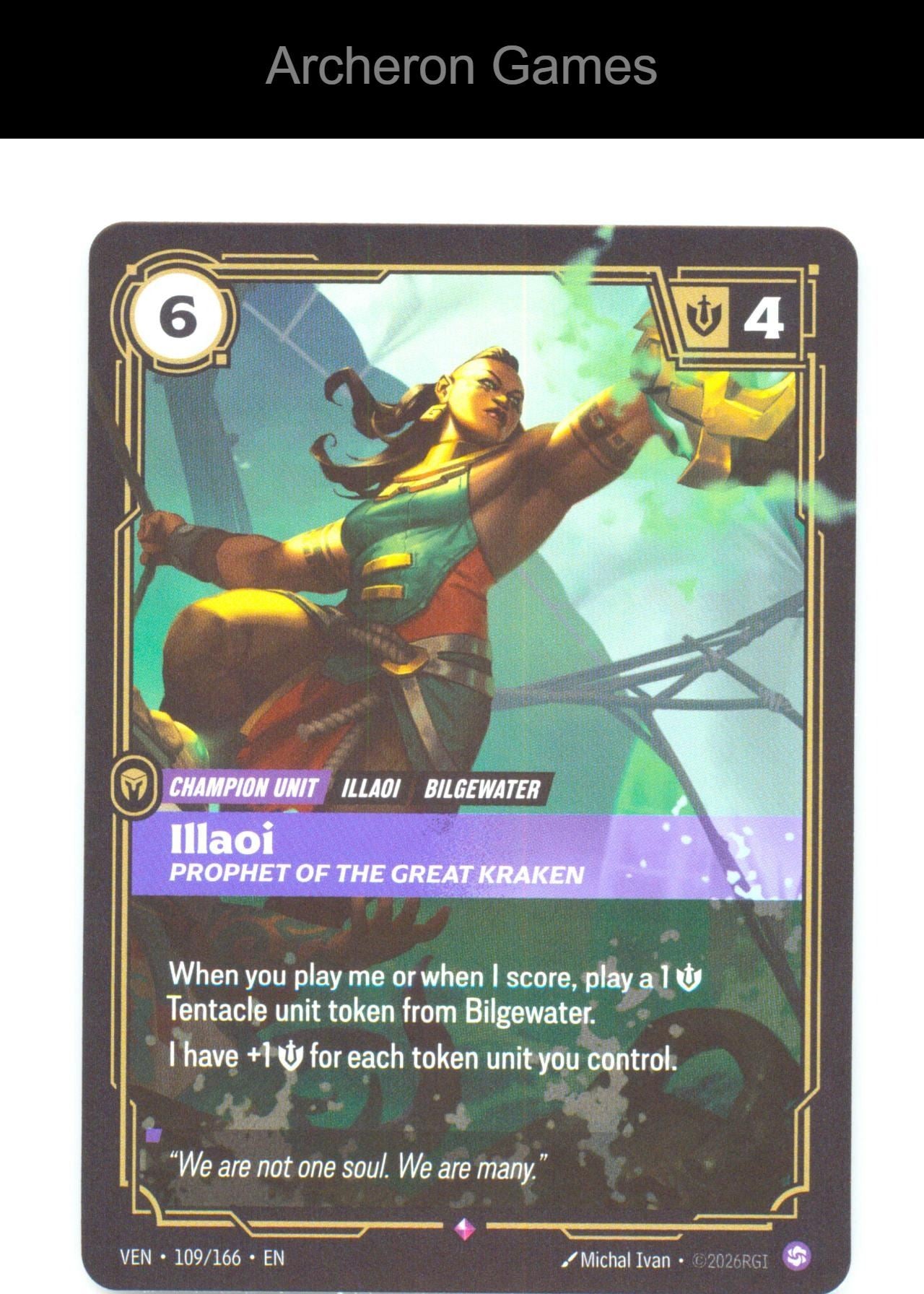Illaoi - Prophet of the Great Kraken VEN 109/166 R Vendetta Riftbound Card Foil