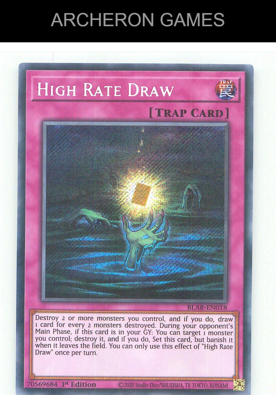 High Rate Draw SEC YUGIOH Card 1st Edition