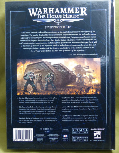Age of Darkness Rulebook - Warhammer Horus Heresy Hardback #52O