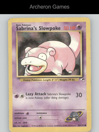 Pokemon Card Sabrina's Slowpoke G1 95/132 C Gym Heroes Unlimited