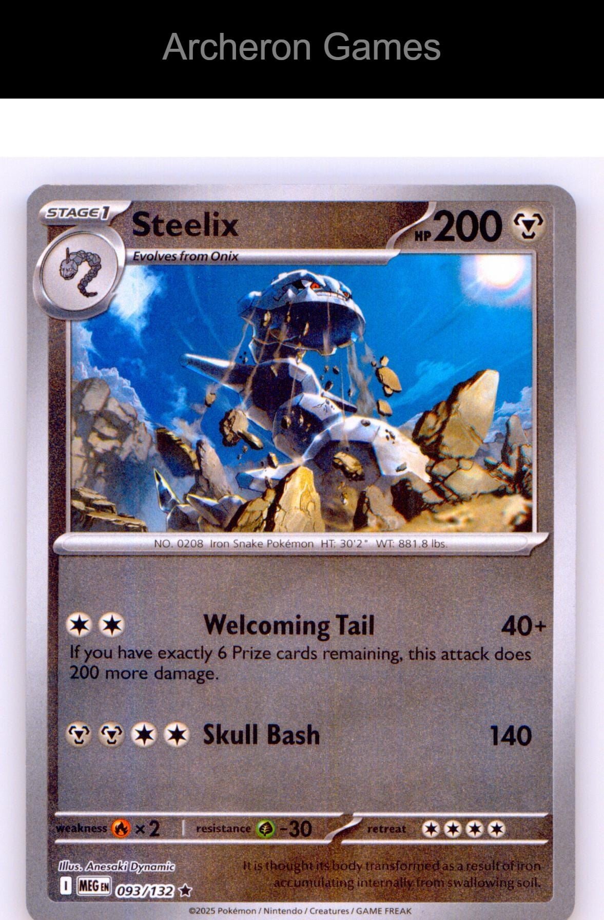 Pokemon Card Steelix MEG 093/132 R Mega Evolution Reverse Holo
