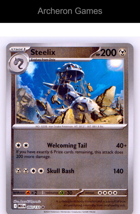 Pokemon Card Steelix MEG 093/132 R Mega Evolution Reverse Holo