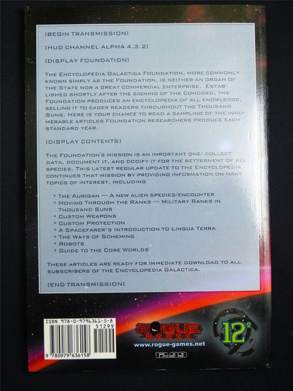 Thousand Suns :Foundation Transmissions - Rogue Games Book Softback #2VW