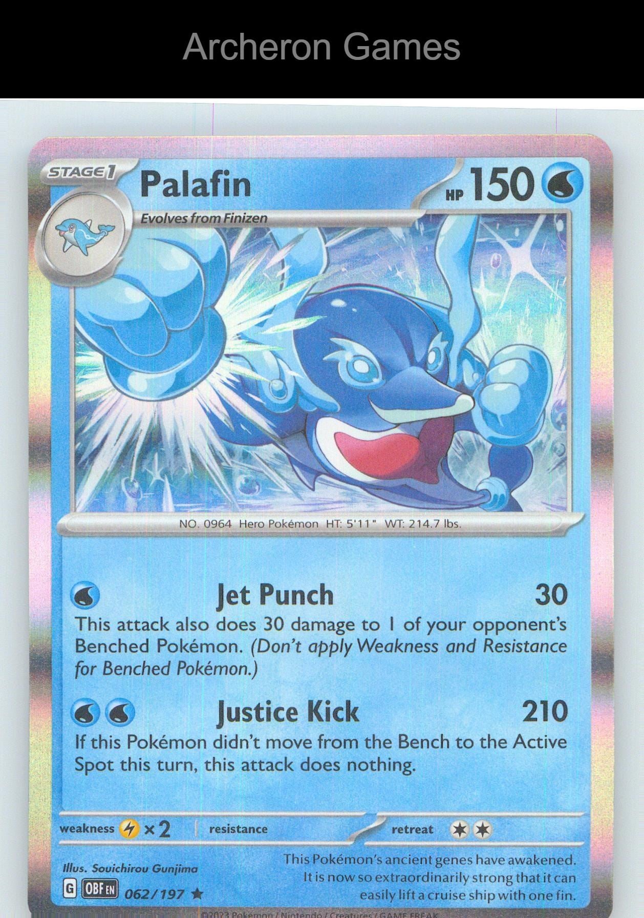 Pokemon Card Palafin OBF 062/197 R Obsidian Flames Holo