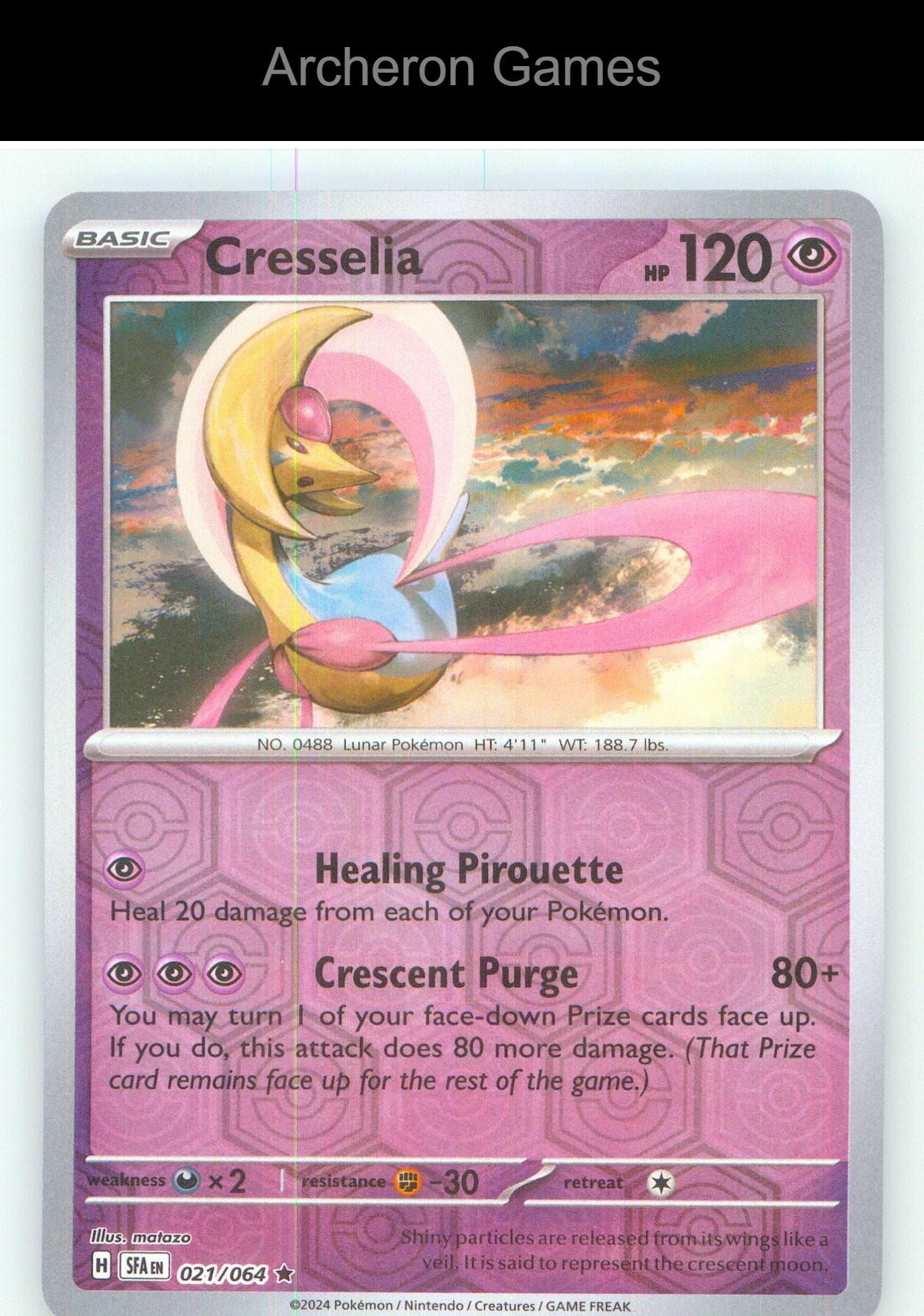 Pokemon Card Cresselia SFA 021/064 R Shrouded Fable Holo