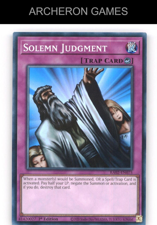 Solemn Judgment SR YUGIOH Card