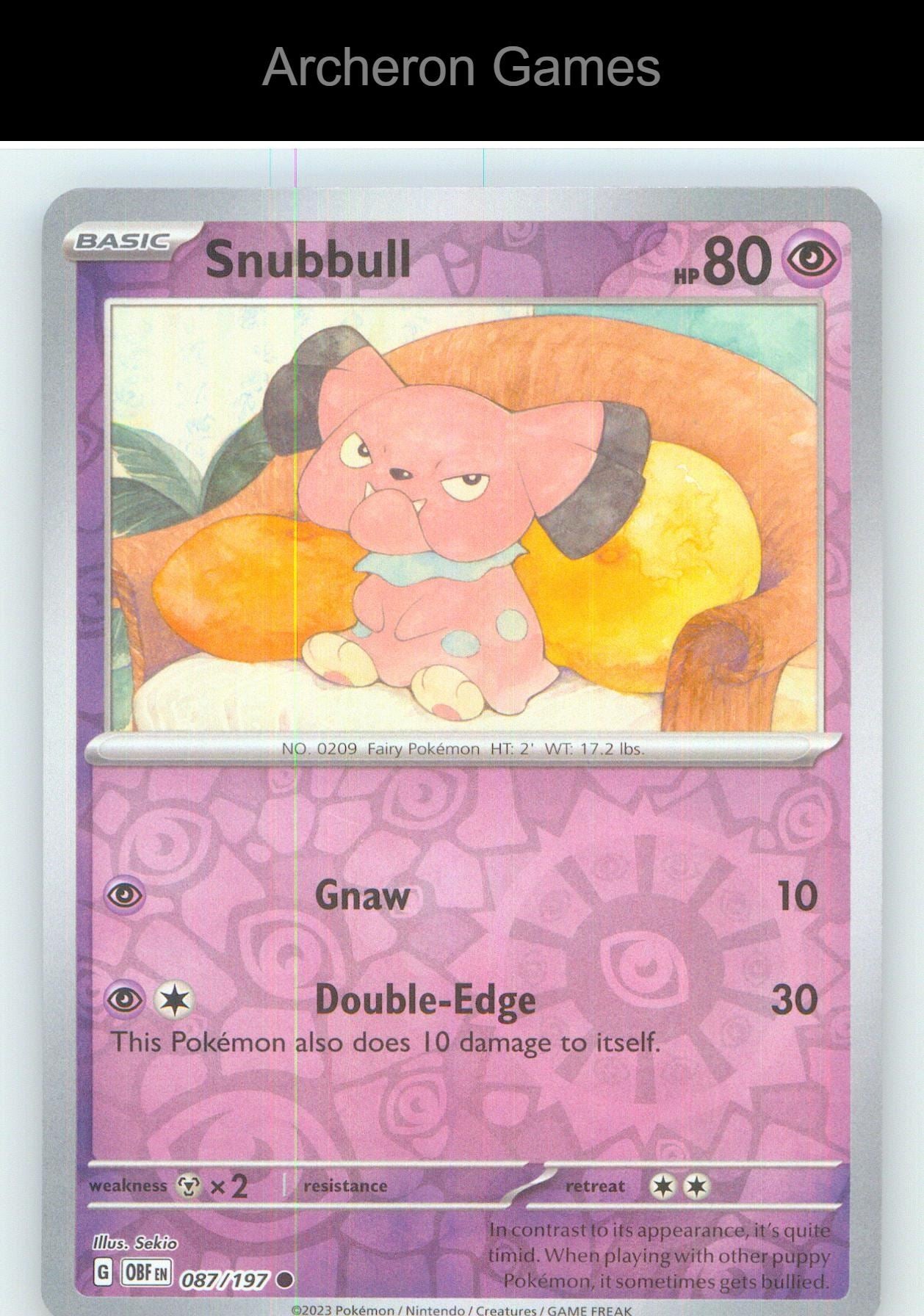 Pokemon Card Snubbull OBF 087/197 C Obsidian Flames Reverse Holo