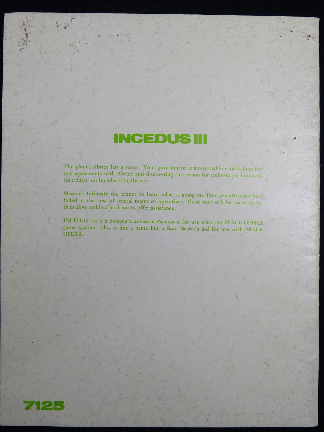 Space Opera: Incedus III An Espionage Mission - Roleplay Booklet #2S7