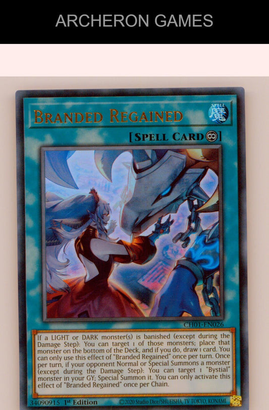 Branded Regained Ultra Rare YUGIOH Card 1st Edition