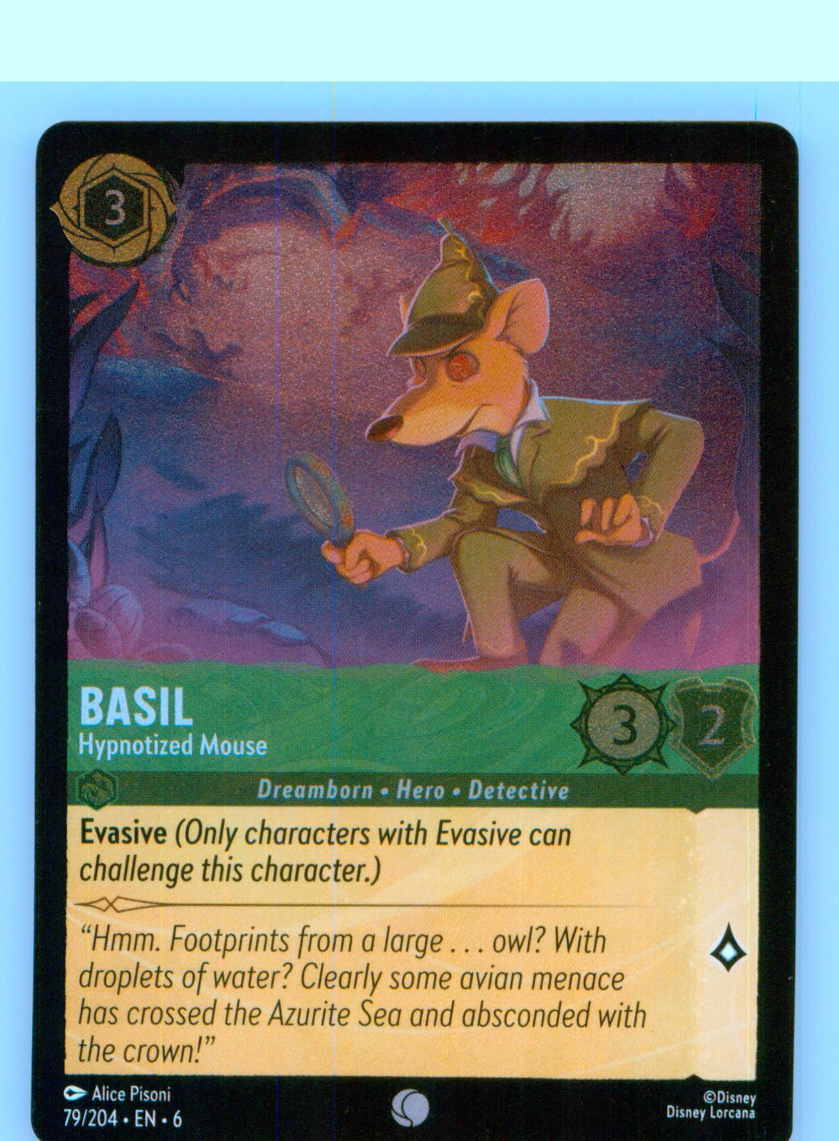 Basil - Hypnotized Mouse 79/204 Common Azurite Sea Lorcana Cold Foil Near Mint