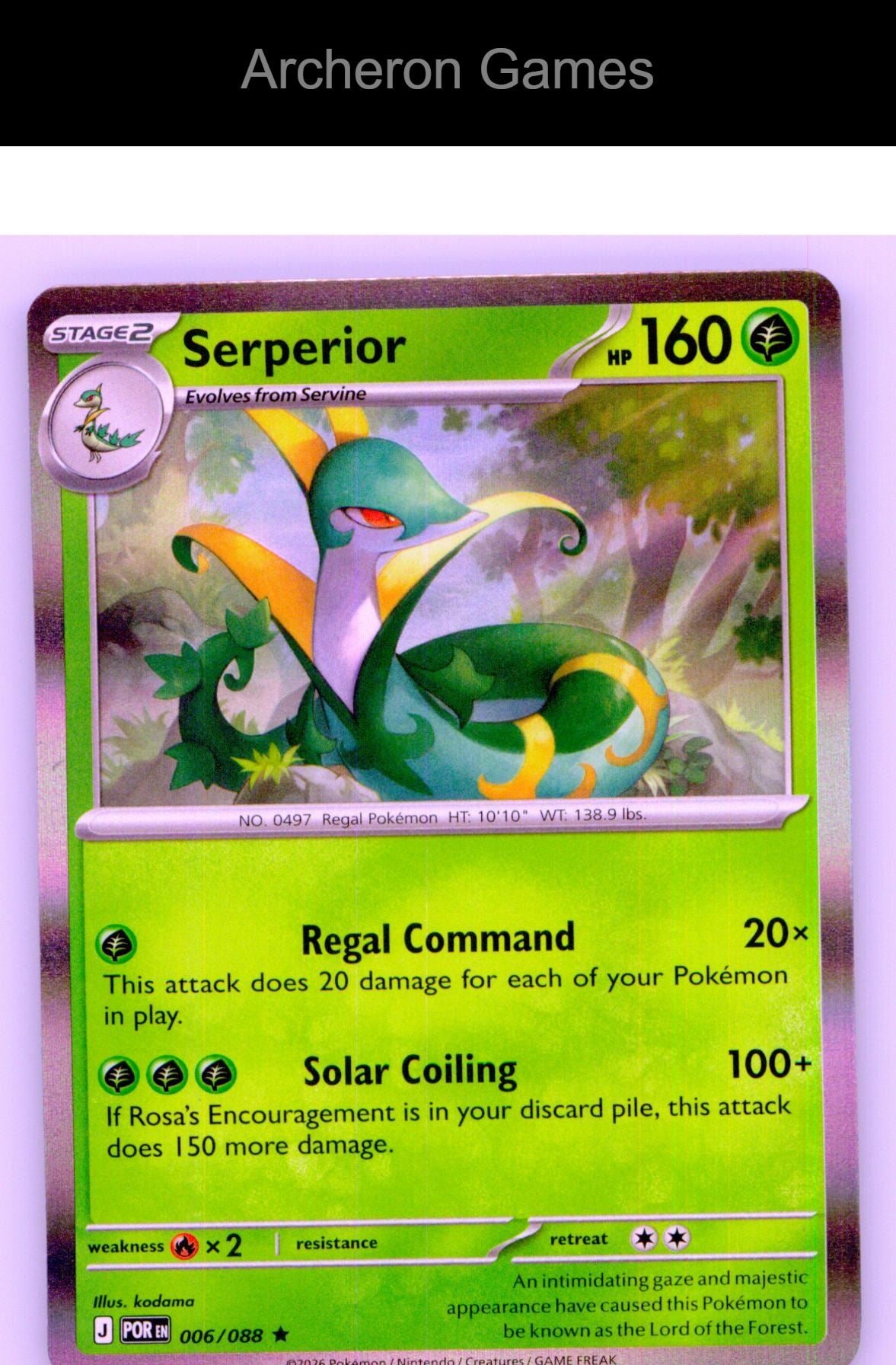 Pokemon Card Serperior ME03 006/088 R Perfect Order Holo