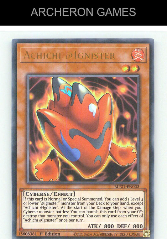 Achichi @Ignister Ultra Rare YUGIOH Card 1st Edition