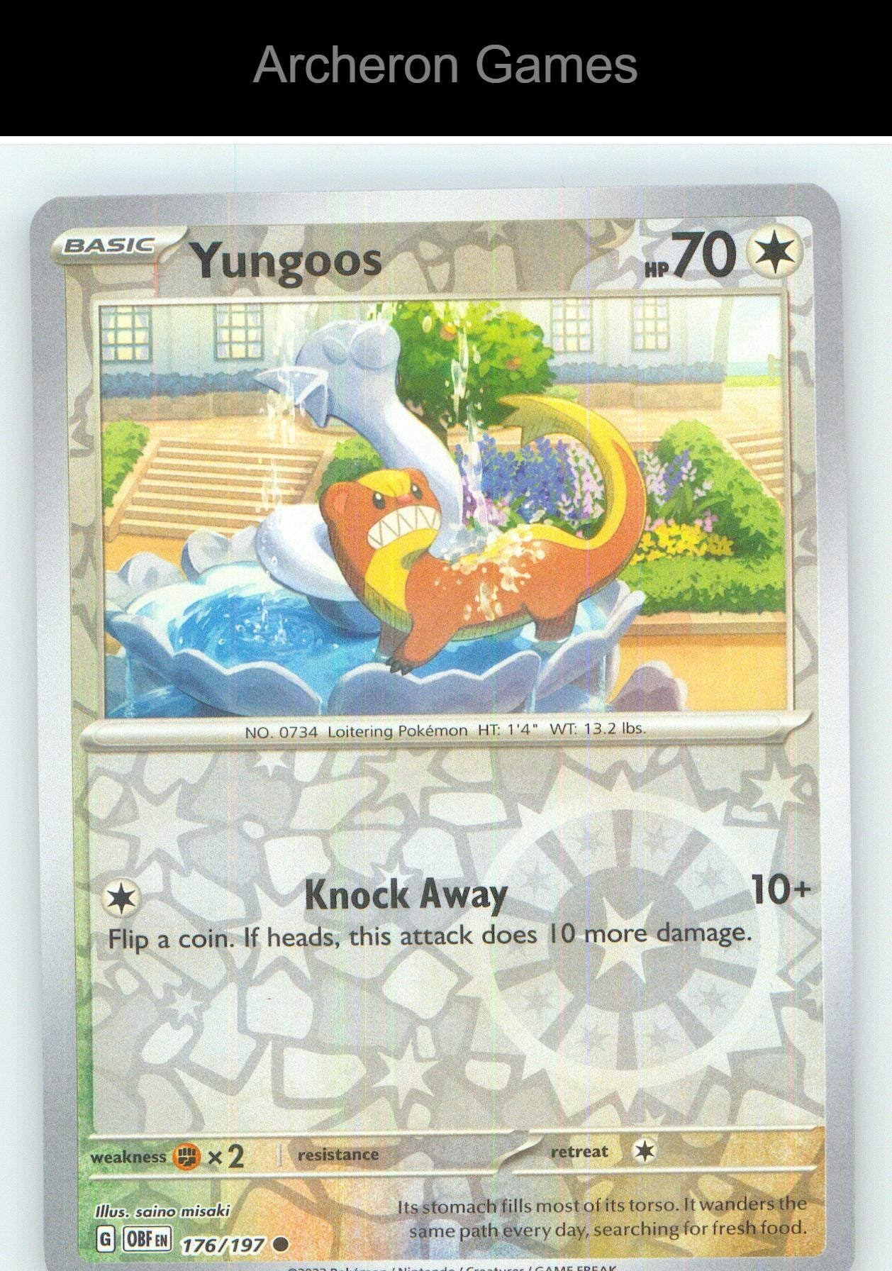Pokemon Card Yungoos OBF 176/197 C Obsidian Flames Reverse Holo