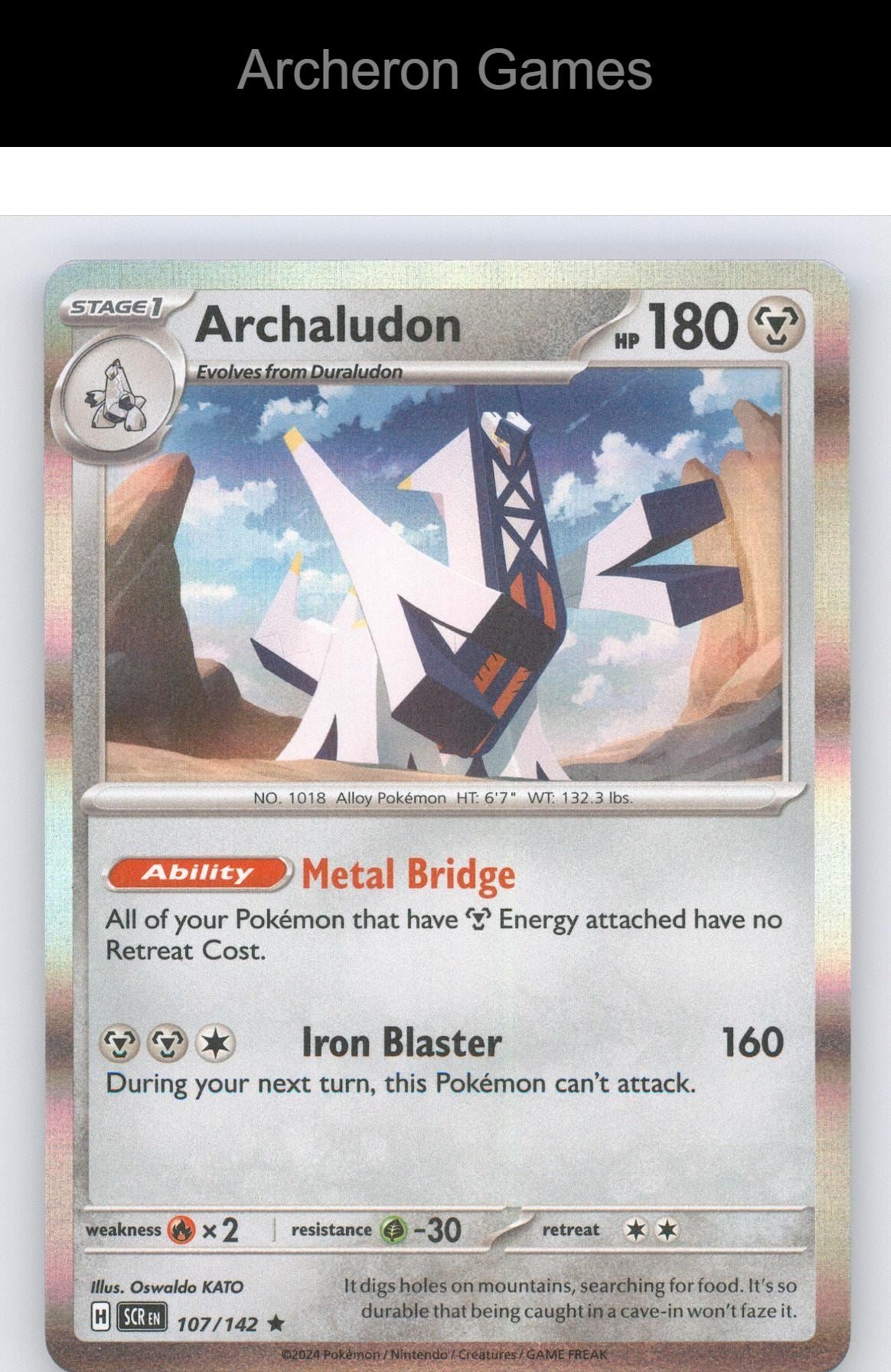 Pokemon Card Archaludon SCR 107/142 R Stellar Crown Reverse Holo