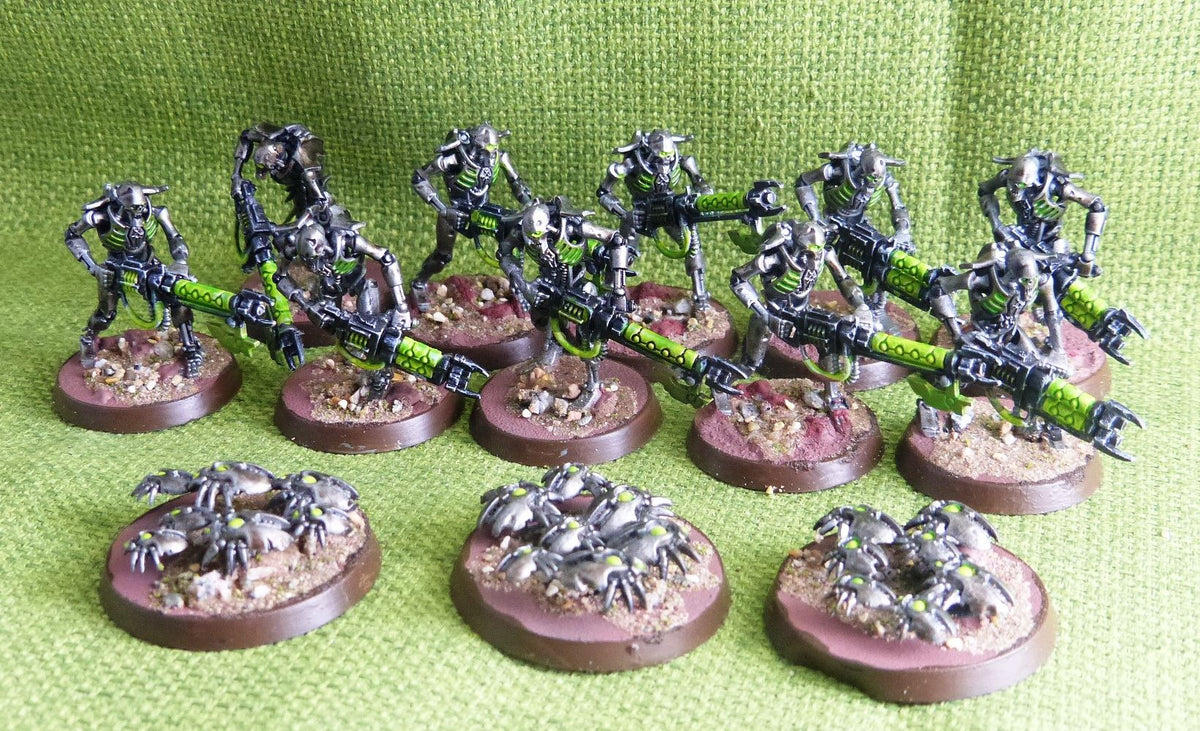 Necrons - Necron Warriors with Scarab Swarms Painted - Warhammer AoS 40k #BW