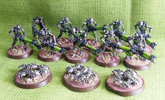Necrons - Necron Warriors with Scarab Swarms Painted - Warhammer AoS 40k #BW