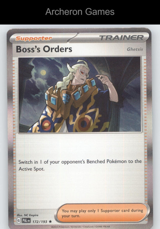 Pokemon Card Boss's Orders (Ghetsis) PAL 172/193 R Paldea Evolved Holo