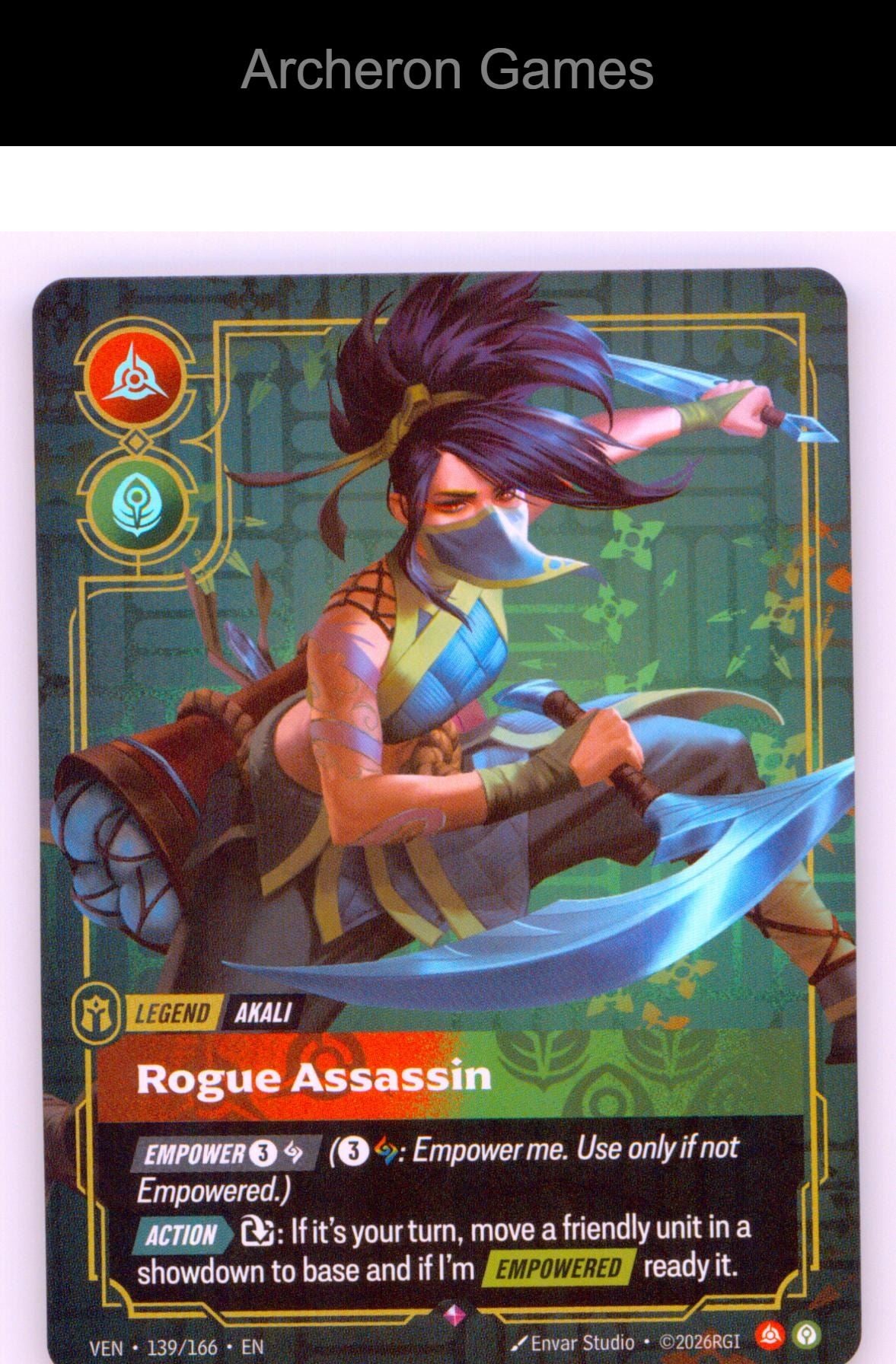 Akali - Rogue Assassin VEN 139/166 R Vendetta Riftbound Card