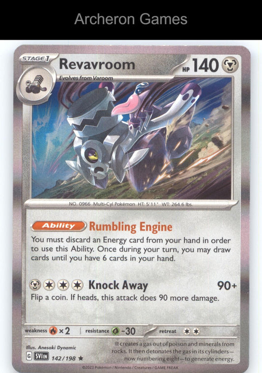 Pokemon Card Revavroom SVI 142/198 R Scarlet & Violet Holo