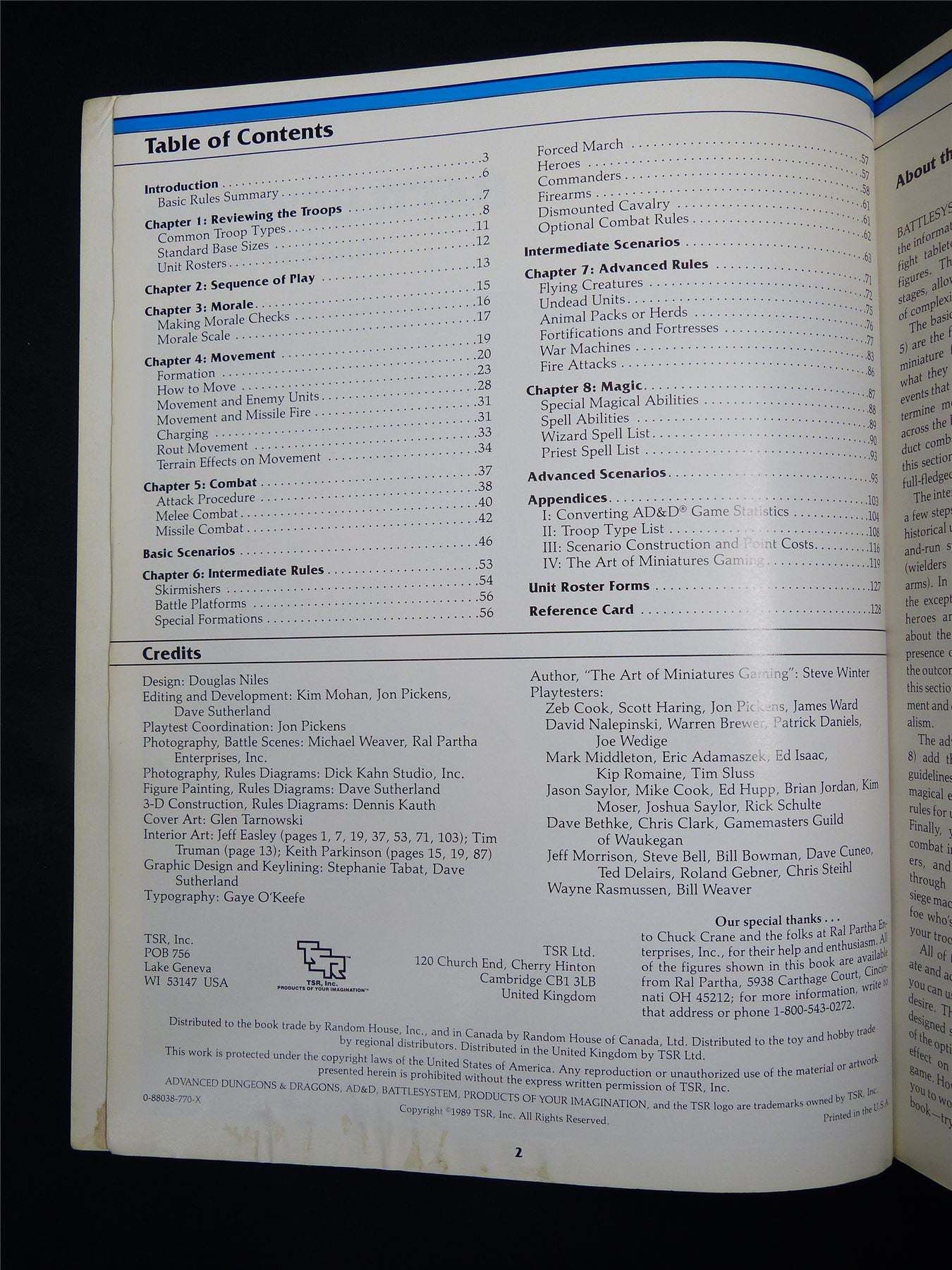 Advanced Dugeons & Dragons: battle System Miniatures Rules - TSR Softback #2M3