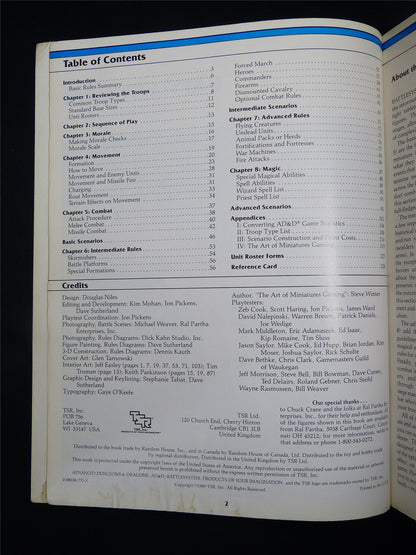 Advanced Dugeons & Dragons: battle System Miniatures Rules - TSR Softback #2M3