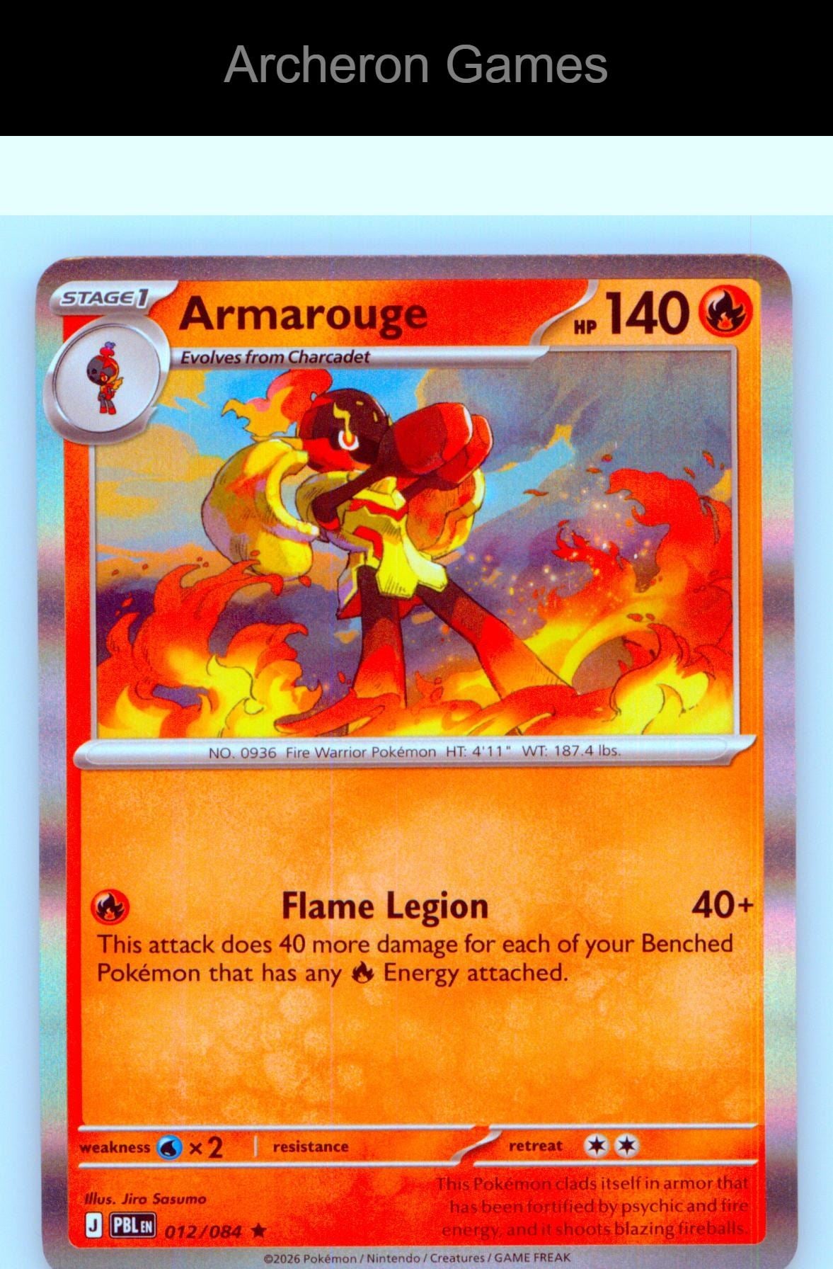 Pokemon Card Armarouge ME05 012/084 R Pitch Black Holo