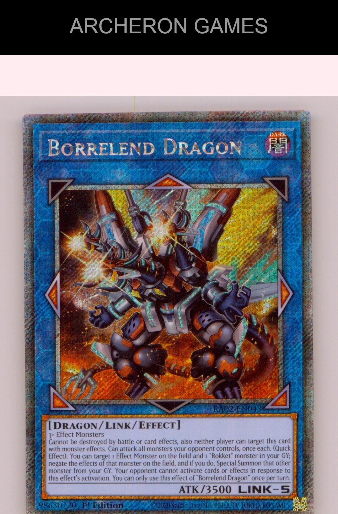 Borrelend Dragon (Platinum Secret Rare) YUGIOH Card 1st Edition