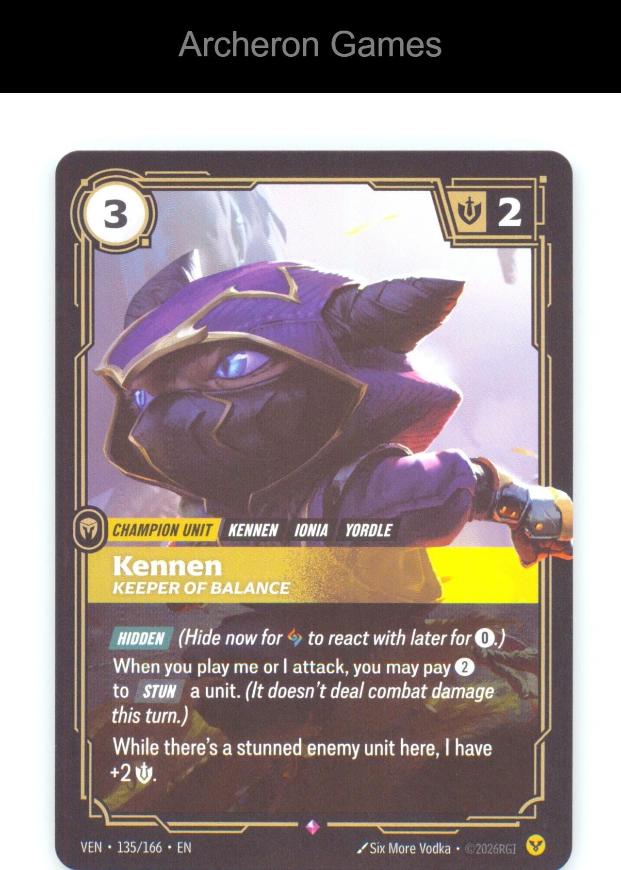 Kennen - Keeper of Balance VEN 135/166 R Vendetta Riftbound Card Foil