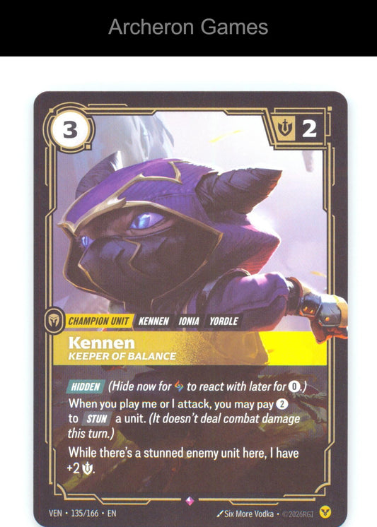 Kennen - Keeper of Balance VEN 135/166 R Vendetta Riftbound Card Foil