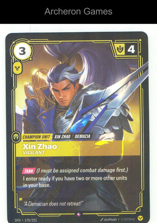 Xin Zhao - Vigilant SFD 176/221 R Spiritforged Riftbound Card Foil
