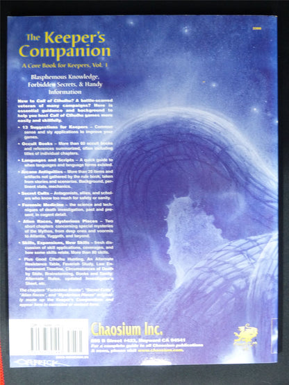 Call of Cthulhu: The Keeper's Companion vol 1 - Roleplaying Softback #2MH