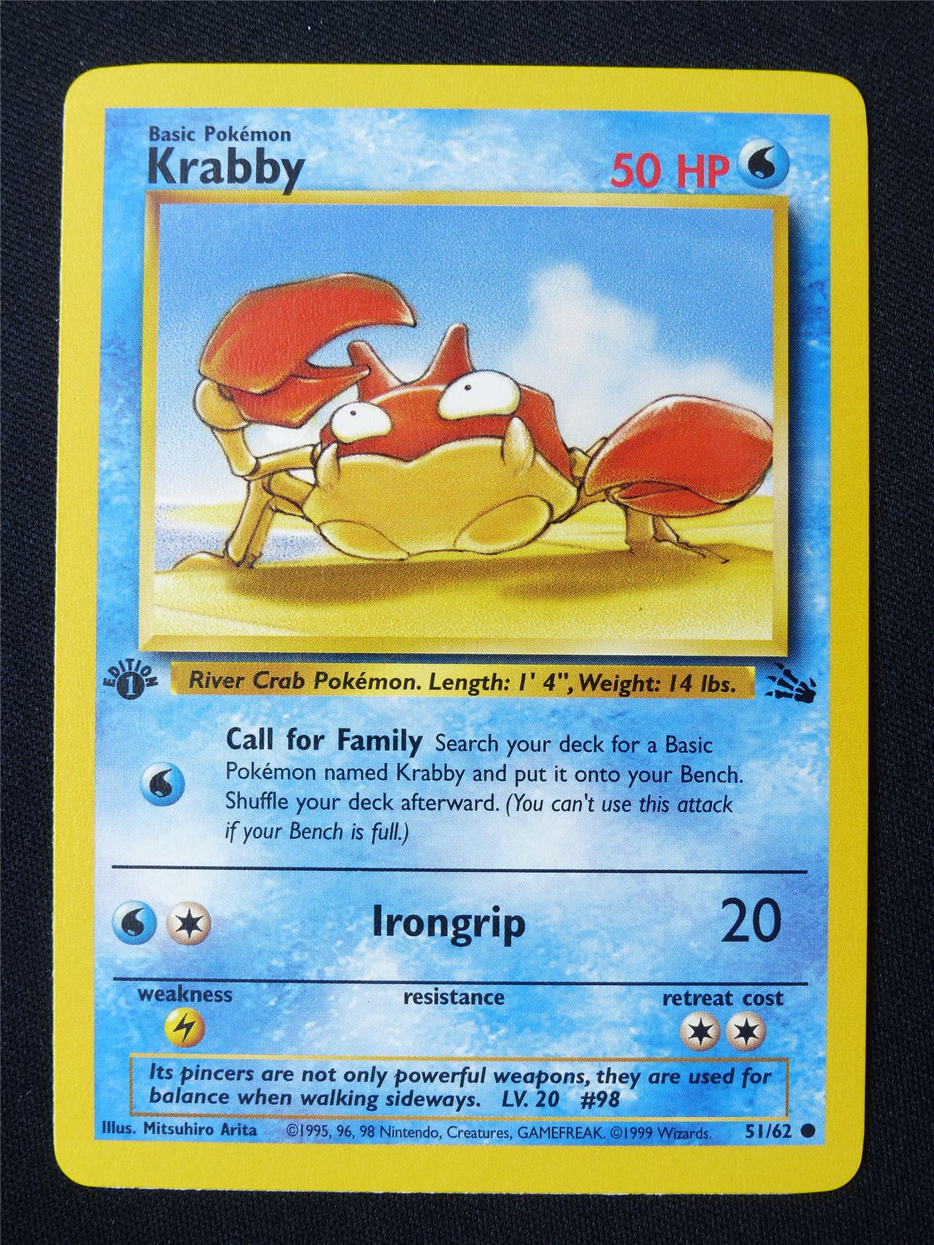 Krabby 51/62 1st Edition Fossil NM - Pokemon Card #GK